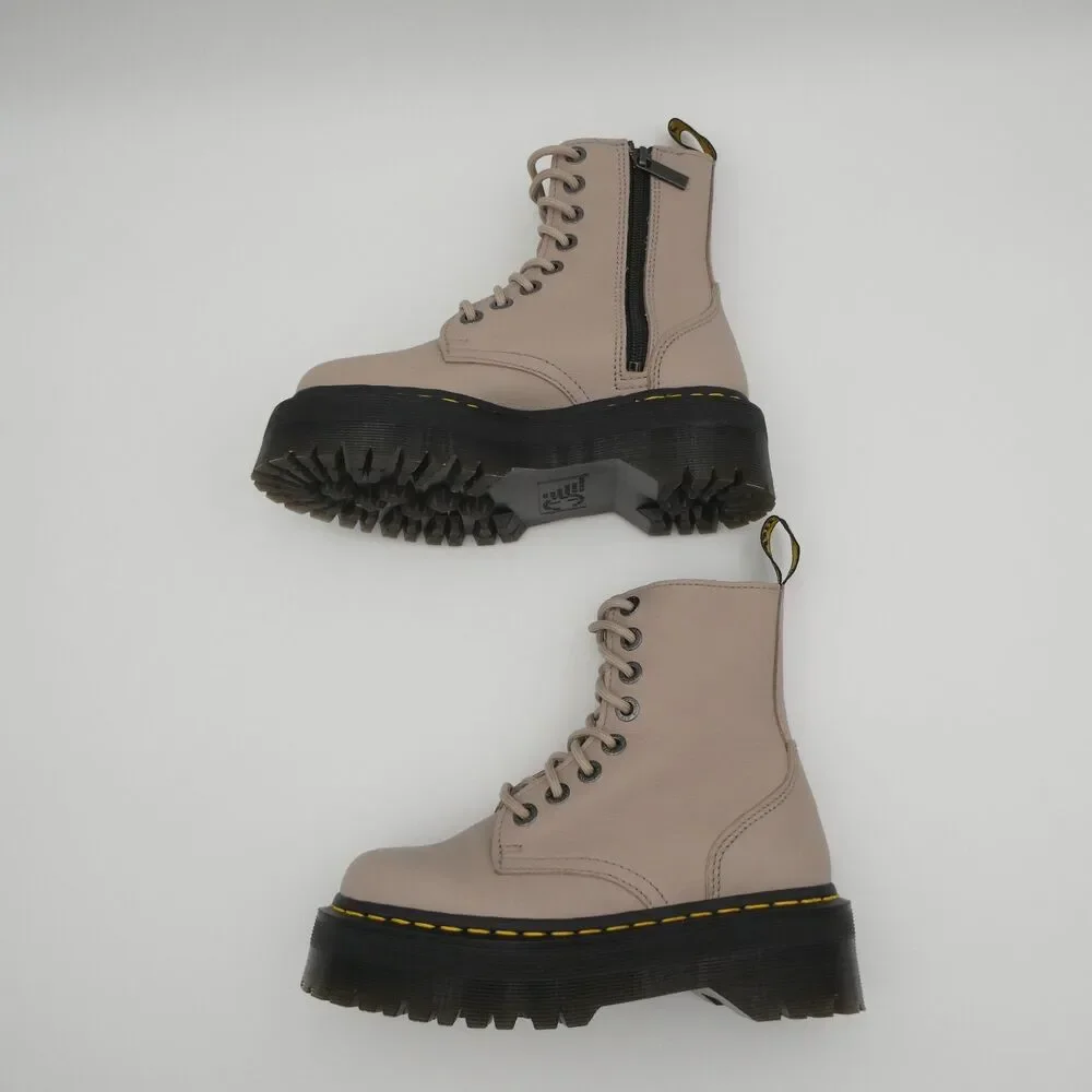 Dr Martens Jadon III Women's 5 Men's 4 Pisa Leather Platform Boots Taupe